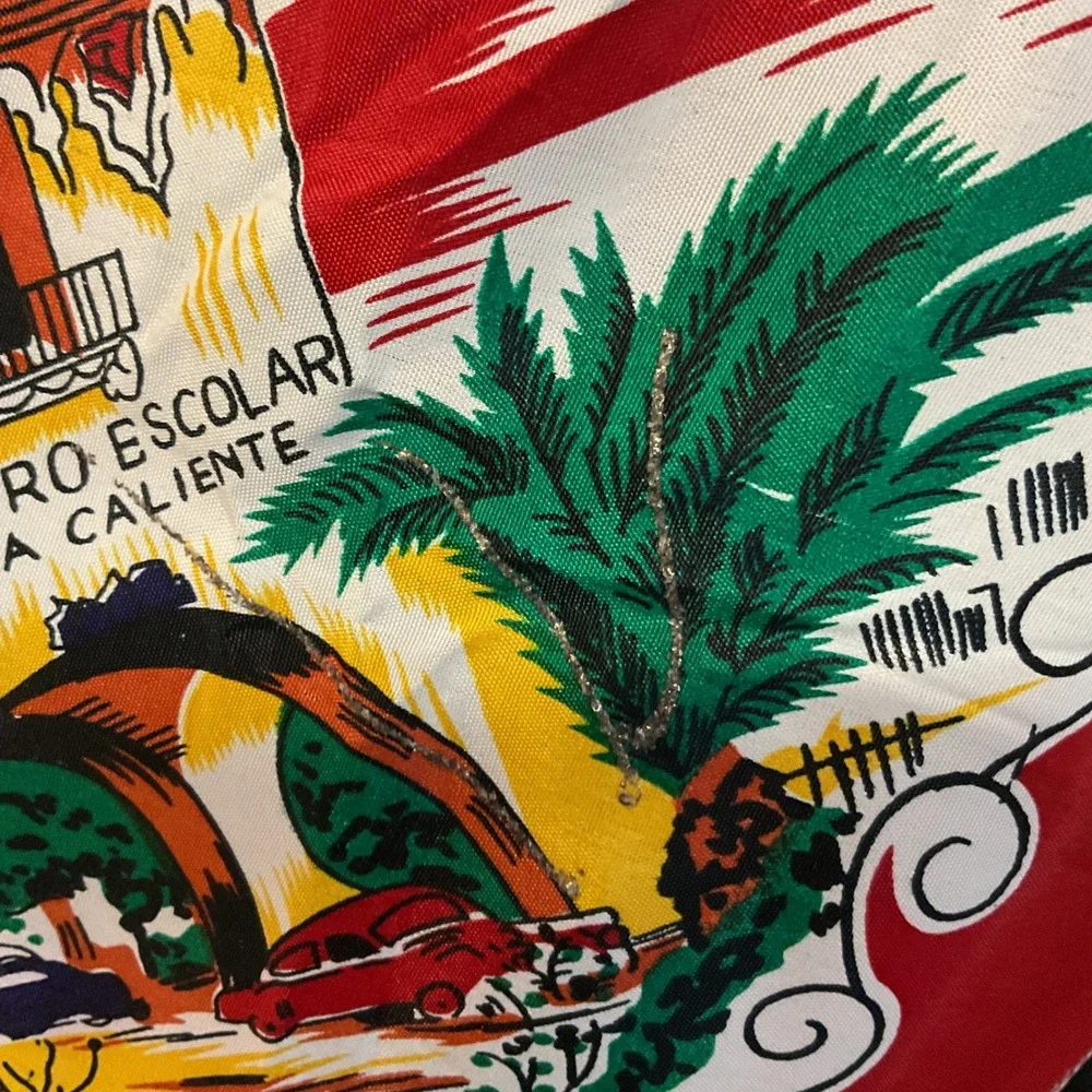 Tijuana Mexico Souvenir Red‎ Floral Sombrero Travel Print Square Scarf One Size